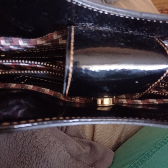 Etienne Collection Woven Rattan And Faux Black Leather Handbag - Picture 7 of 8